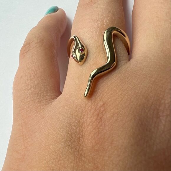 14k solid Gold Snake Ring | Snake Ring | Real Gold trendy Ring | - Picture 2 of 10